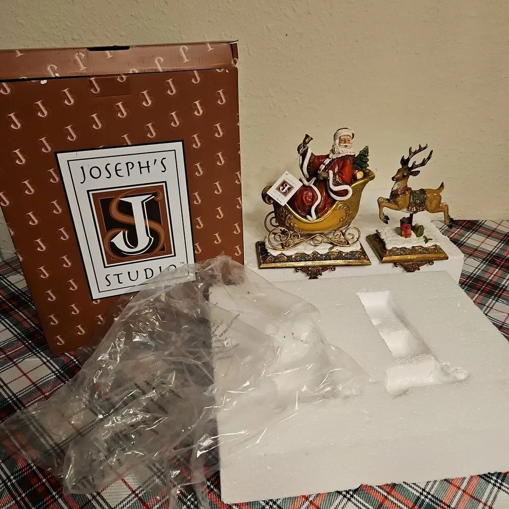 Joseph's Studio Festive Santa and Reindeer Stocking Holder Set